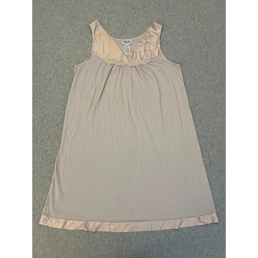 Vintage Vanity Fair Nightgown Women's Medium Pink Sleeveless Nylon Lace‎ Trim